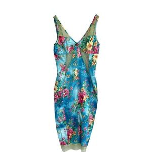 D&G Pastel Floral Lace body-con Midi Dress